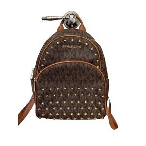 Michael Kors Women's Abbey Medium Studded Leather Backpack Dark Brown NWOT